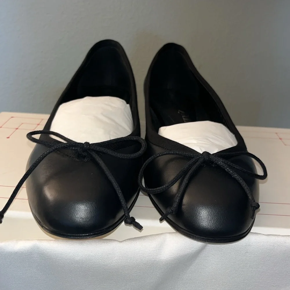Alexander McQueen Armadillo Leather Black Ballerina Flats NIB EU sz 37.5 / 7.5